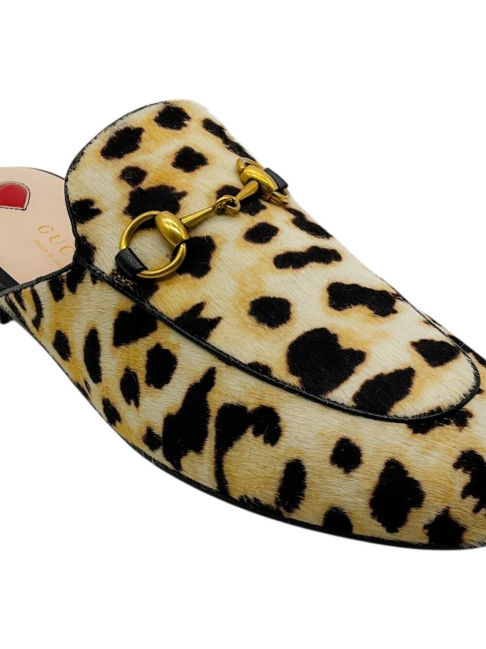 Gucci Leopard Print Calf Hair Princetown Mules